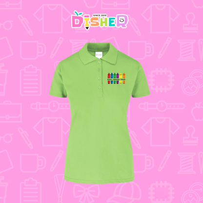 PBY-D-0064: Polo Bordada 50/50 Dama I Útiles felices