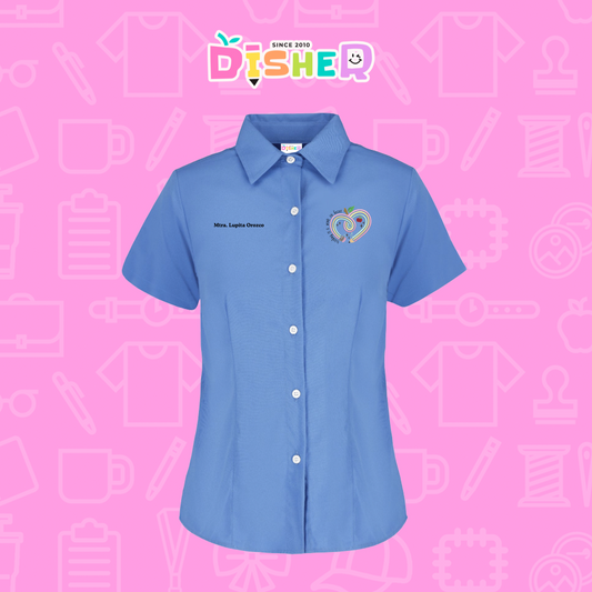 CBGC-D-013: Camisa Bordada Gabardina Manga Corta Dama  I Corazón lápiz tonos pastel