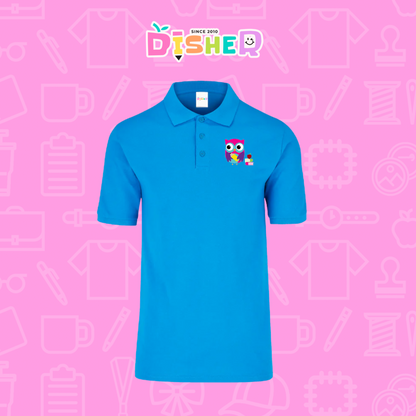 PBY-C-0098: Polo Bordada 50/50 Caballero I Búho rosa