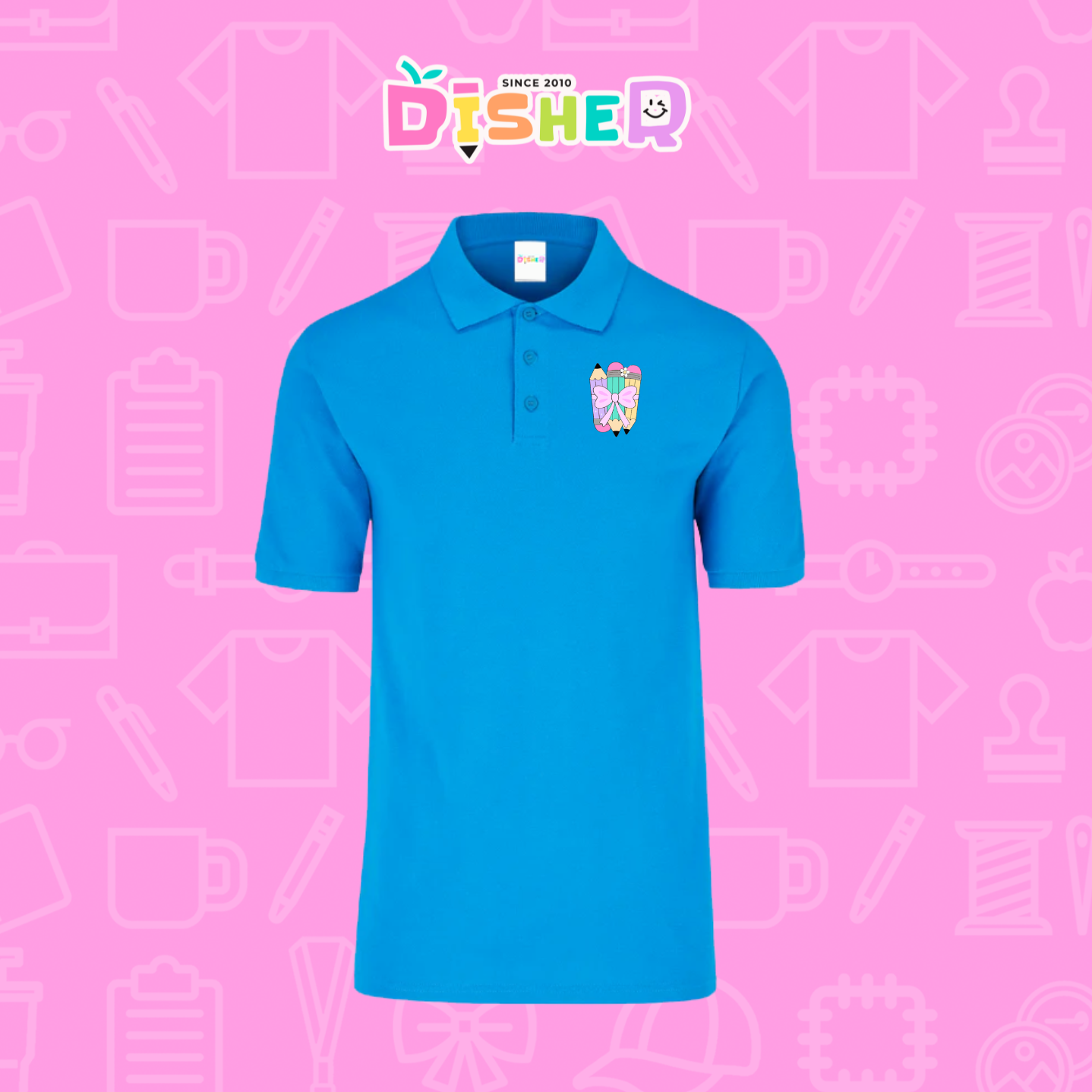 PBY-C-0007: Polo Bordada 50/50 Caballero I Lápices moñitos