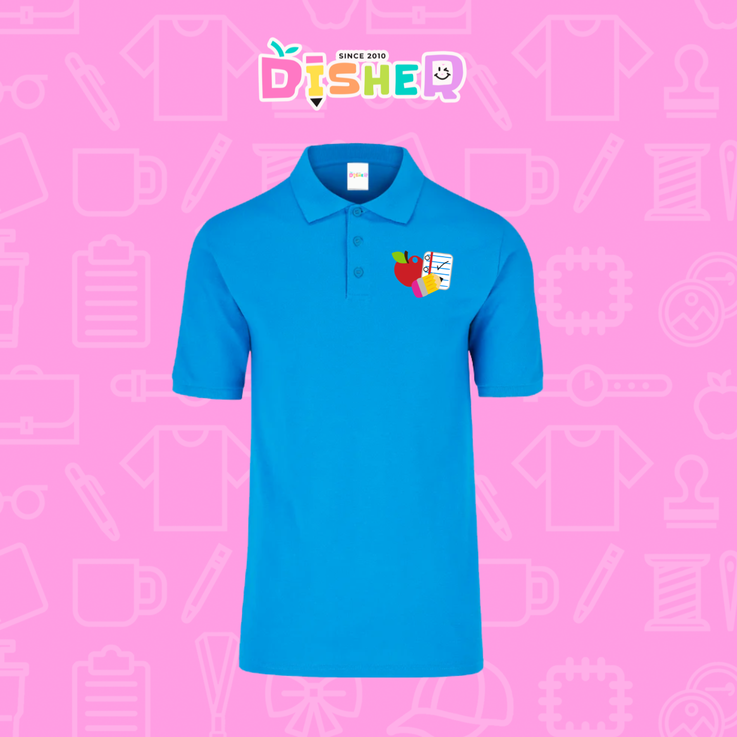 PBY-C-0088: Polo Bordada 50/50 Caballero I Útiles manzana lápiz