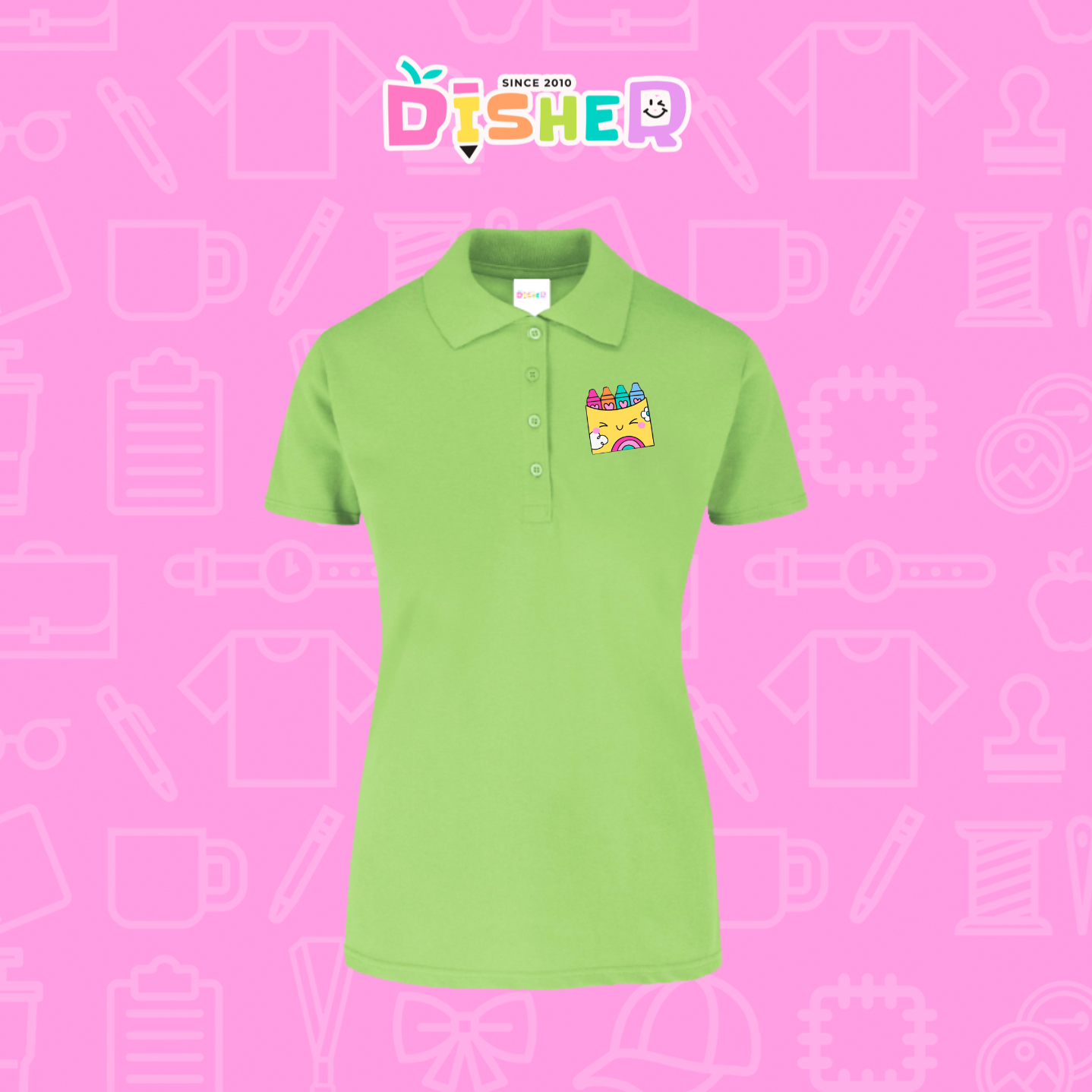 PBY-D-0054: Polo Bordada 50/50 Dama I Cajita sonriente