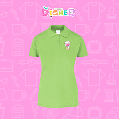 PBY-D-0041: Polo Bordada 50/50 Dama I Cafe flores