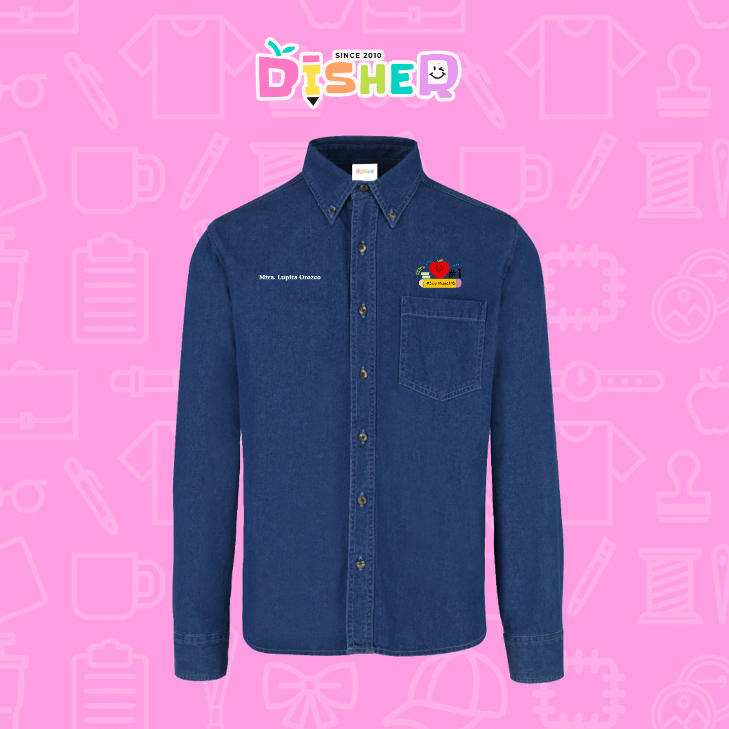 CBML-C-001: Camisa Bordada Mezclilla Manga Larga Caballero  I Manzana lápiz