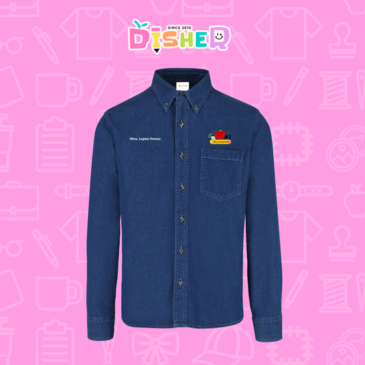 CBML-C-001: Camisa Bordada Mezclilla Manga Larga Caballero  I Manzana lápiz