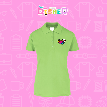PBY-D-0073: Polo Bordada 50/50 Dama I Corazón líneas