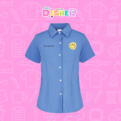 CBGC-D-021: Camisa Bordada Gabardina Manga Corta Dama  I Happy face