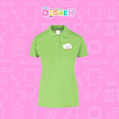 PBY-D-0022: Polo Bordada 50/50 Dama I Nube corazones