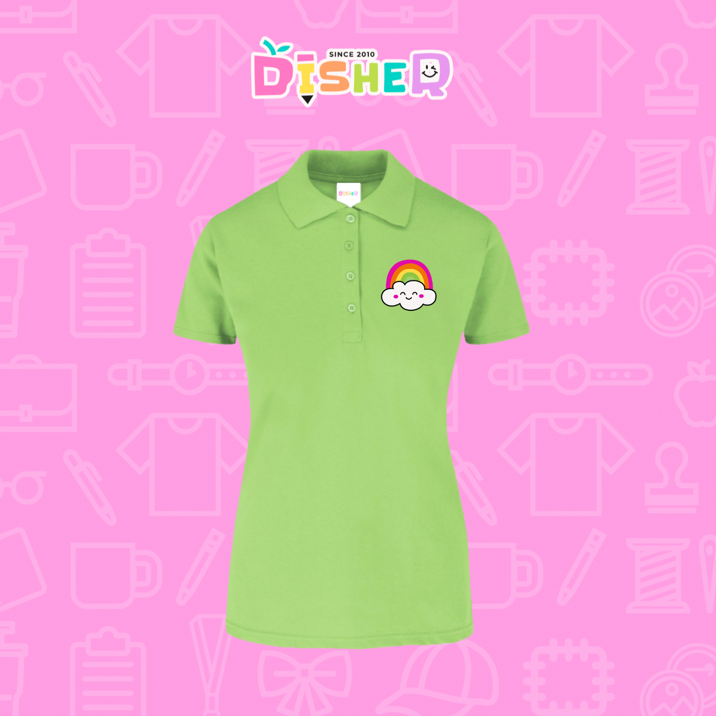 PBY-D-0017: Polo Bordada 50/50 Dama I Nube arcoíris