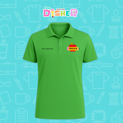 PBD-C-0084: Polo Bordada Dry Fit Caballero I Manzana preescolar