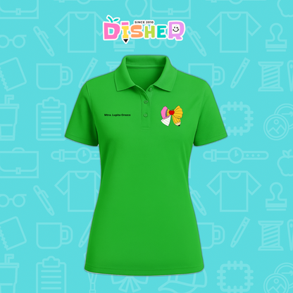 PBD-D-005 : Polo Bordada Dry Fit Dama I Moño lápiz hoja