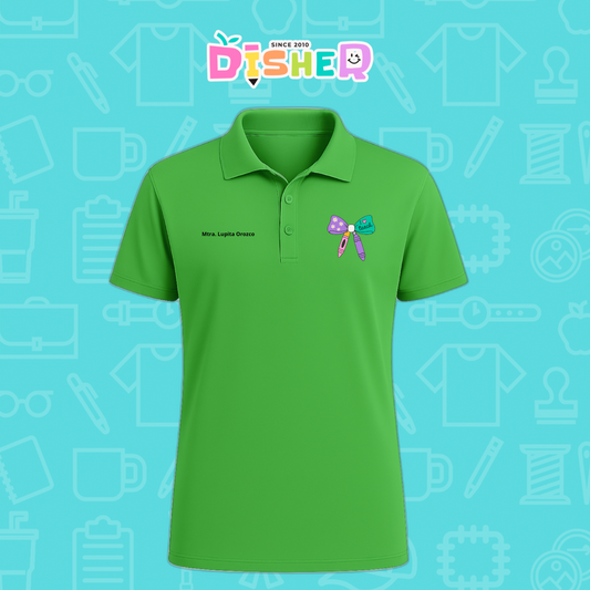 PBD-C-0044: Polo Bordada Dry Fit Caballero I  Moño crayolitas