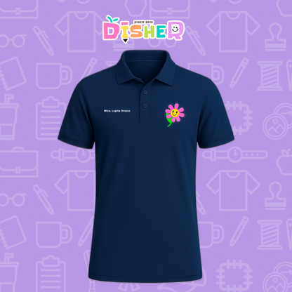 PBD-C-0020: Polo Bordada Dry Fit Caballero I Flor rosa