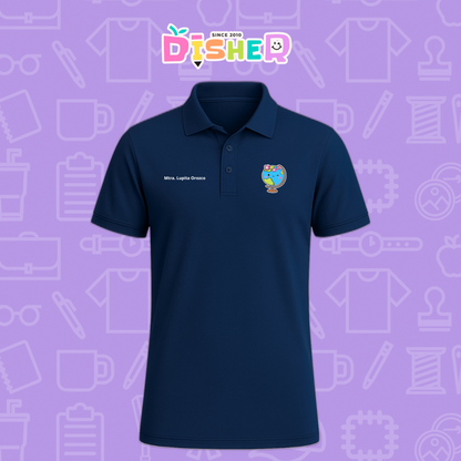 PBD-C-0038: Polo Bordada Dry Fit Caballero I Mundo con flores