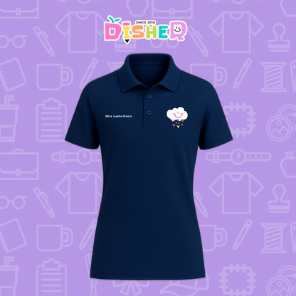 PBD-D-022: Polo Bordada Dry Fit Dama I Nube corazones