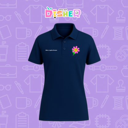 PBD-D-020: Polo Bordada Dry Fit Dama I Flor rosita