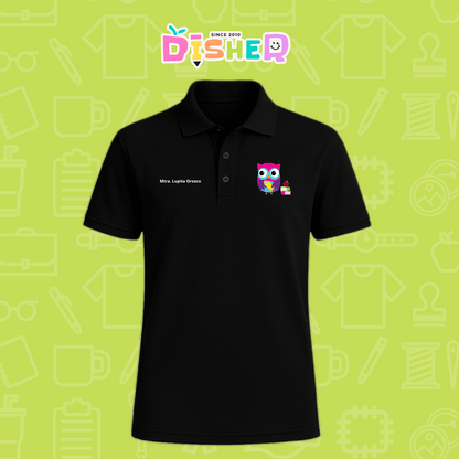 PBD-C-0098: Polo Bordada Dry Fit Caballero I Búho rosa