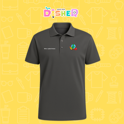 PBD-C-0070: Polo Bordada Dry Fit Caballero I  Globo terráqueo