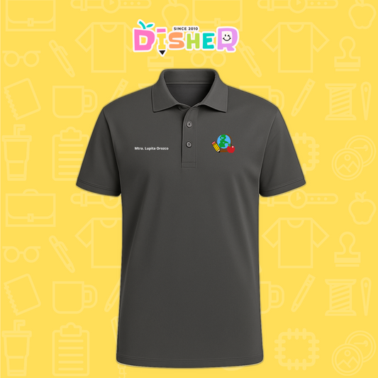 PBD-C-0070: Polo Bordada Dry Fit Caballero I  Globo terráqueo