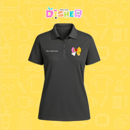 PBD-D-005 : Polo Bordada Dry Fit Dama I Moño lápiz hoja