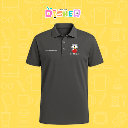 PBD-C-0079: Polo Bordada Dry Fit Caballero I  Búho gris manzana