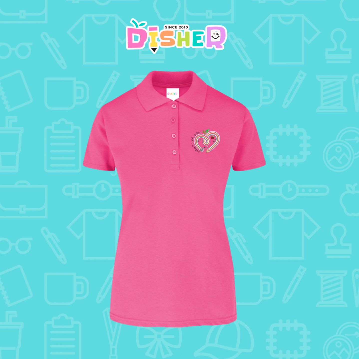 PBY-D-0013: Polo Bordada 50/50 Dama I Corazón lápiz tonos pastel