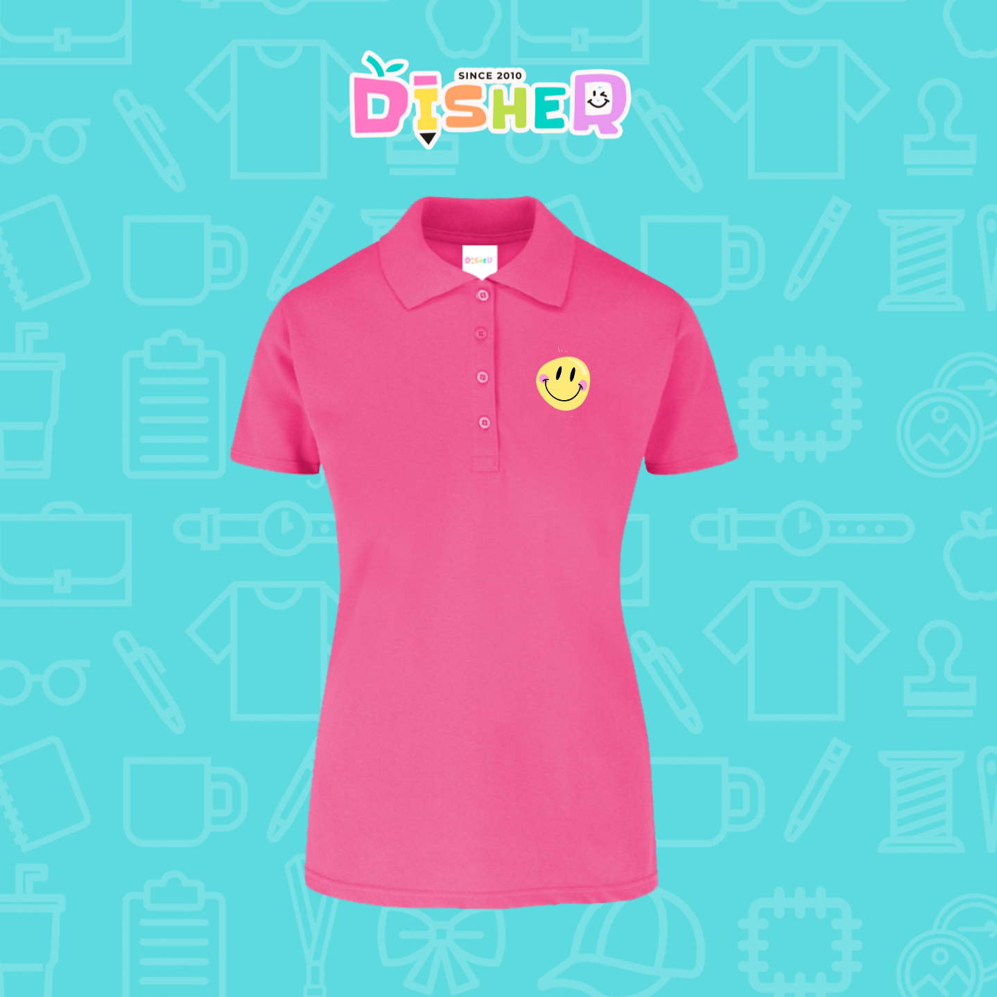 PBY-D-0021: Polo Bordada 50/50 Dama I Happy face