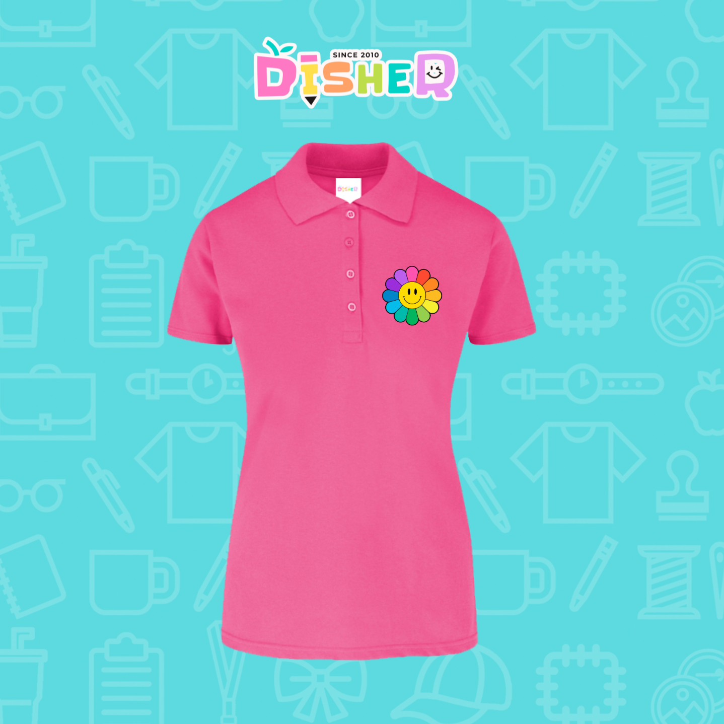 PBY-D-0018: Polo Bordada 50/50 Dama I Flor de colores