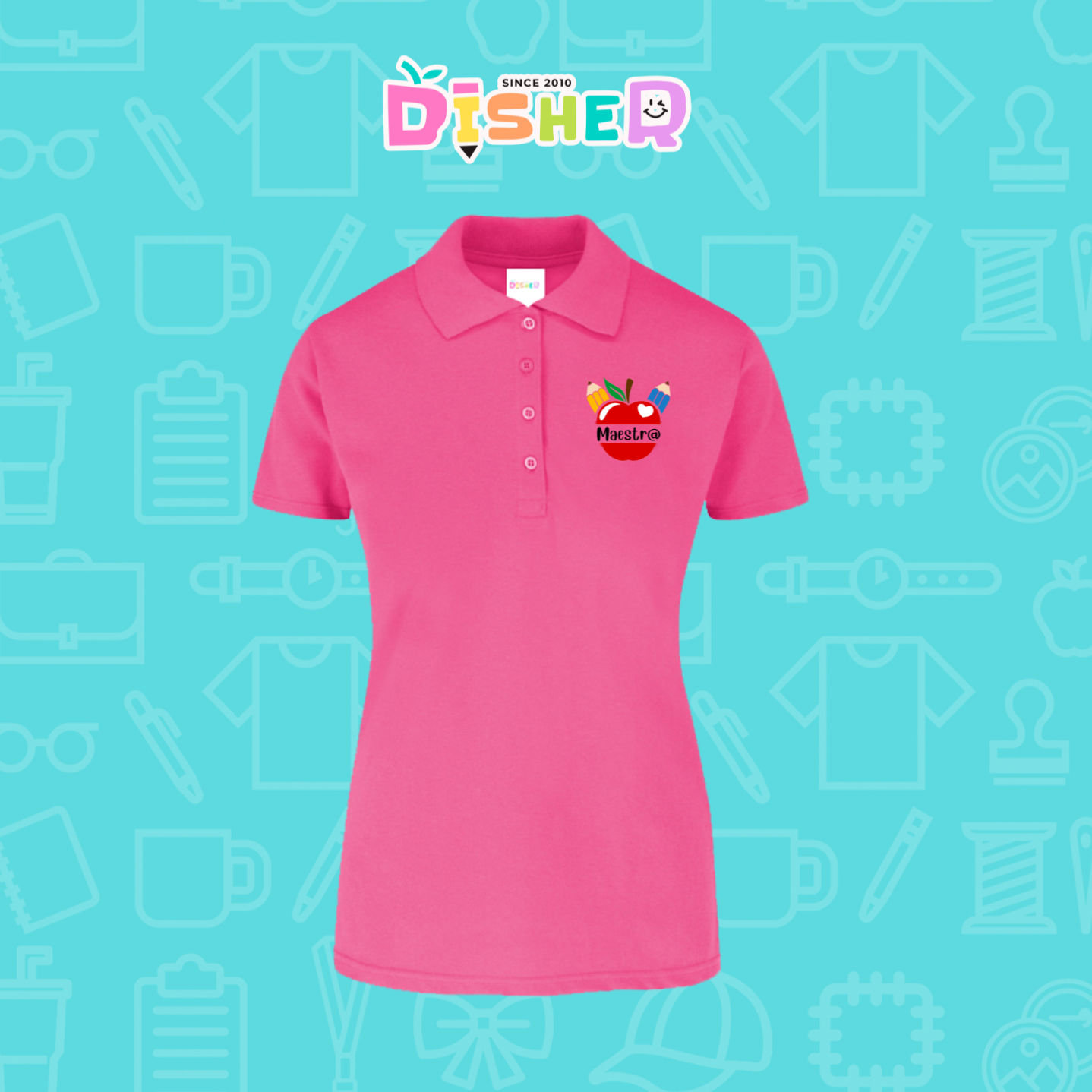 PBY-D-0091: Polo Bordada 50/50 Dama I Manzana lápices