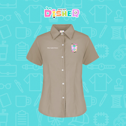 CBGC-D-007: Camisa Bordada Gabardina Manga Corta Dama  I Lápices moño