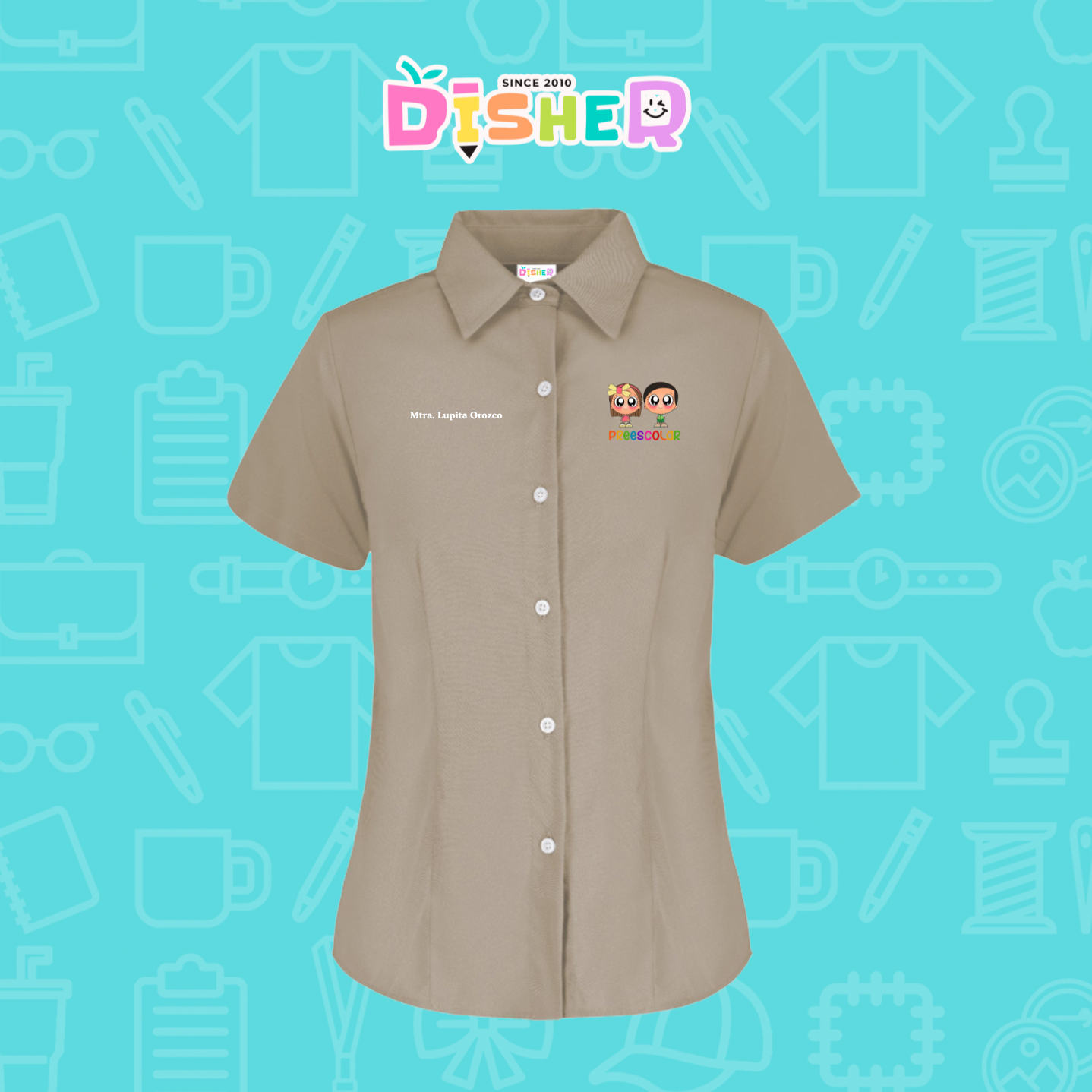 CBGC-D-002 Camisa Bordada Gabardina Manga Corta Dama  I Starcitos preescolar