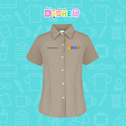 CBGC-D-024: Camisa Bordada Gabardina Manga Corta Dama  I Caritas felices