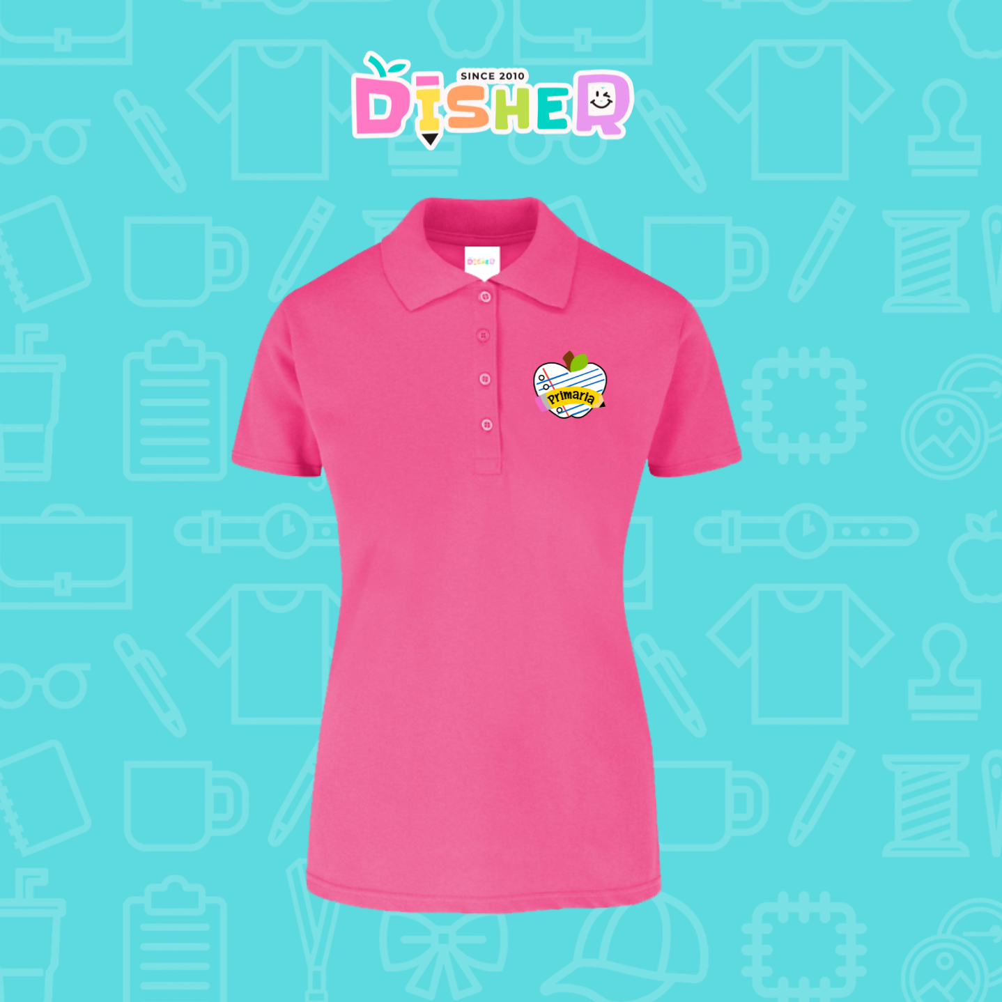 PBY-D-0093: Polo Bordada 50/50 Dama I Corazón papel primaria