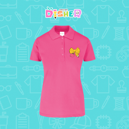 PBY-D-0011: Polo Bordada 50/50 Dama I Moño lápiz amarillo