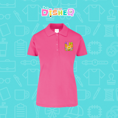 PBY-D-0015: Polo Bordada 50/50 Dama I Crayones flor