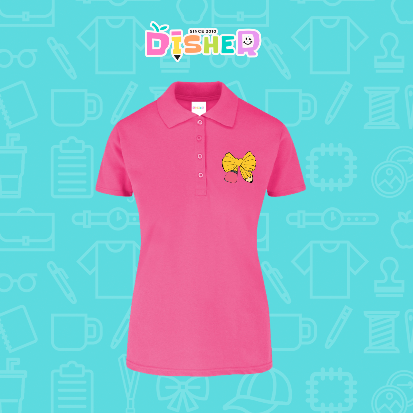 PBY-D-0011: Polo Bordada 50/50 Dama I Moño lápiz amarillo