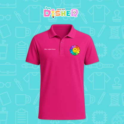 PBD-C-0018: Polo Bordada Dry Fit Caballero I Flor de colores