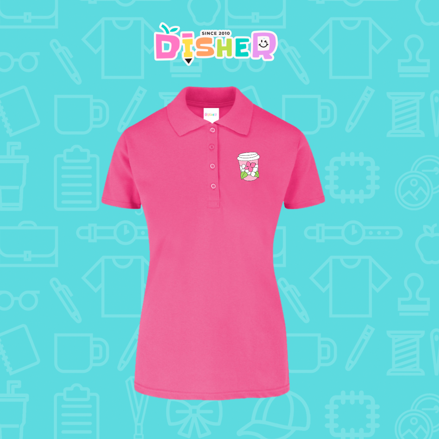 PBY-D-0041: Polo Bordada 50/50 Dama I Cafe flores