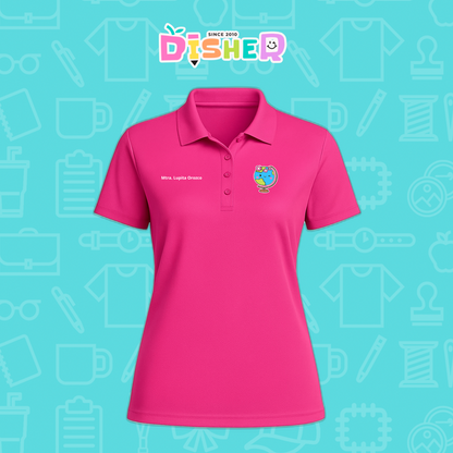 PBD-D-038: Polo Bordada Dry Fit Dama I Mundo con flores