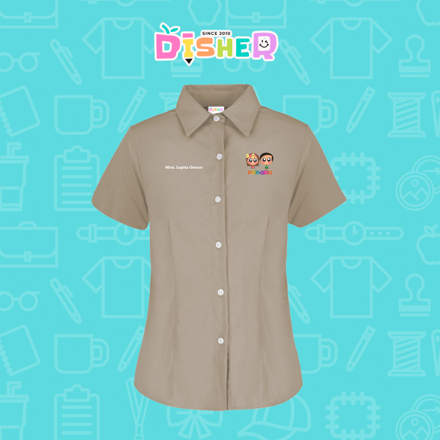 CBGC-D-003: Camisa Bordada Gabardina Manga Corta Dama  I Starcitos primaria