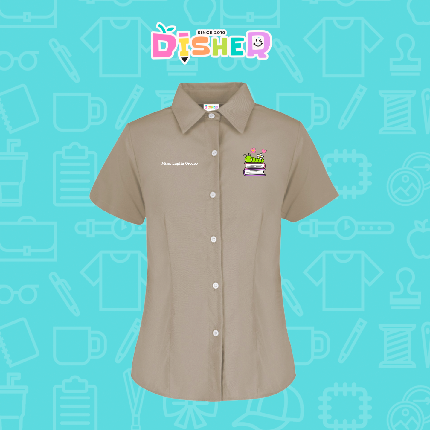 CBGC-D-004: Camisa Bordada Gabardina Manga Corta Dama  I Gusanito libros