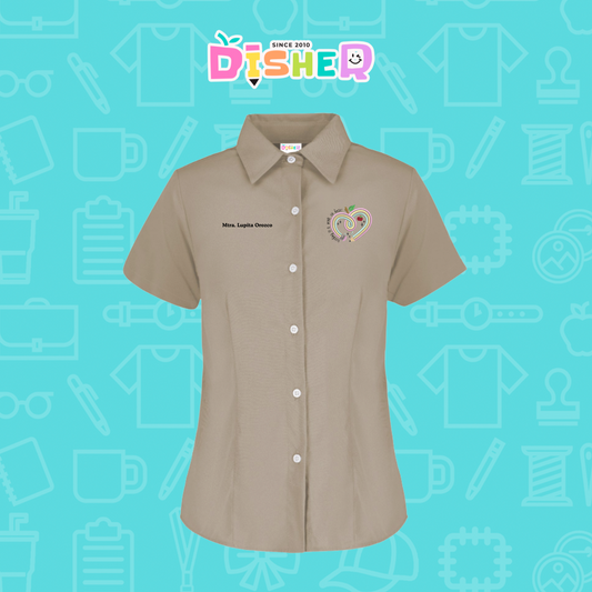 CBGC-D-013: Camisa Bordada Gabardina Manga Corta Dama  I Corazón lápiz tonos pastel