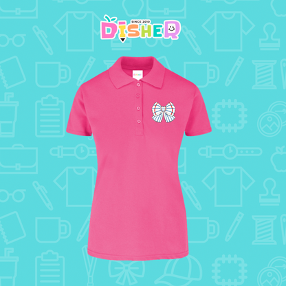 PBY-D-0010: Polo Bordada 50/50 Dama I Moño rayas papel