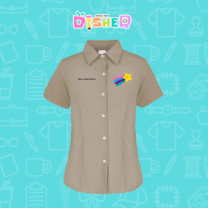 CBGC-D-019: Camisa Bordada Gabardina Manga Corta Dama  I Estrella fugaz