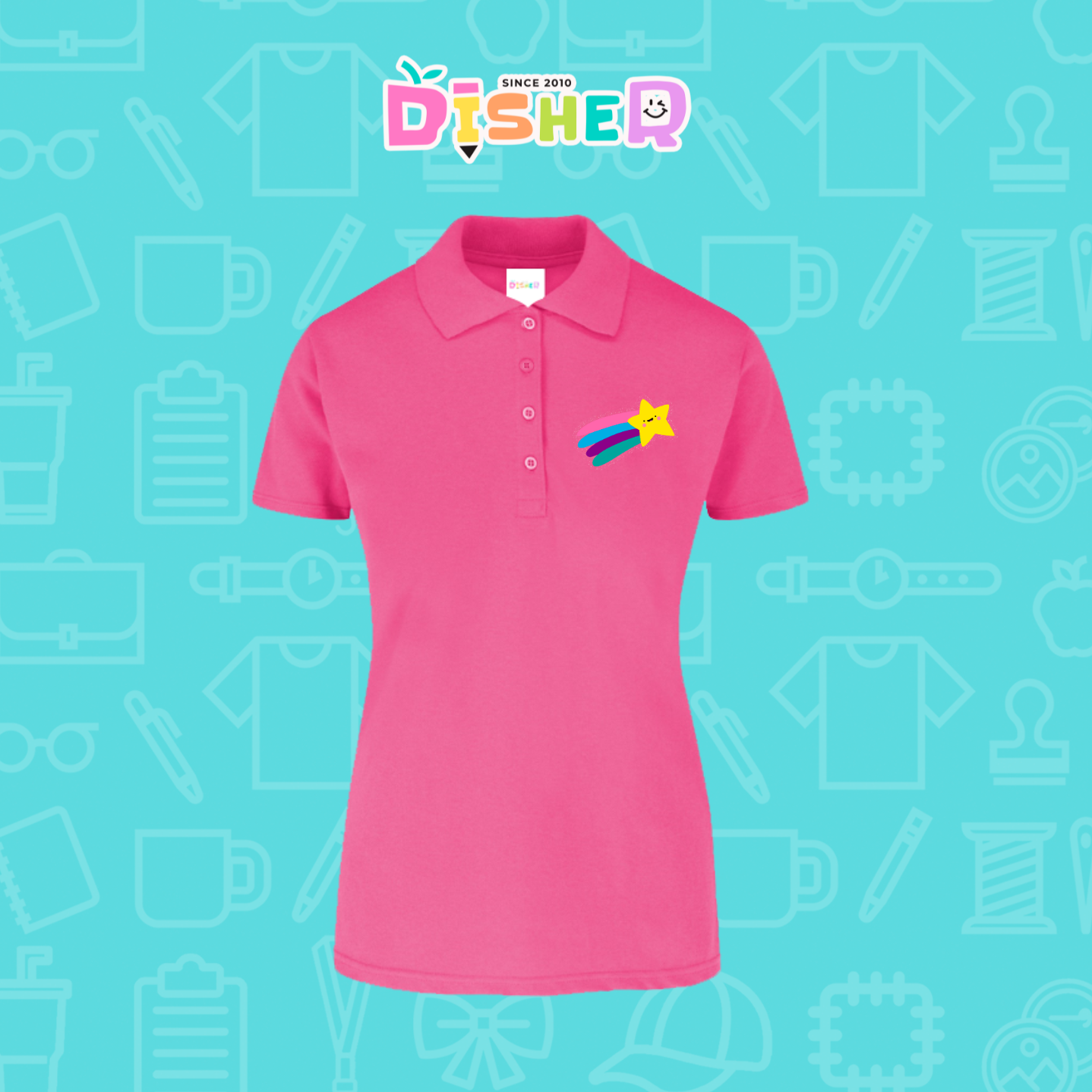 PBY-D-0020: Polo Bordada 50/50 Dama I Flor rosita