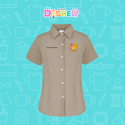 CBGC-D-015: Camisa Bordada Gabardina Manga Corta Dama  I Crayones flores