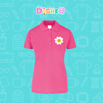 PBY-D-0023: Polo Bordada 50/50 Dama I Flor blanca