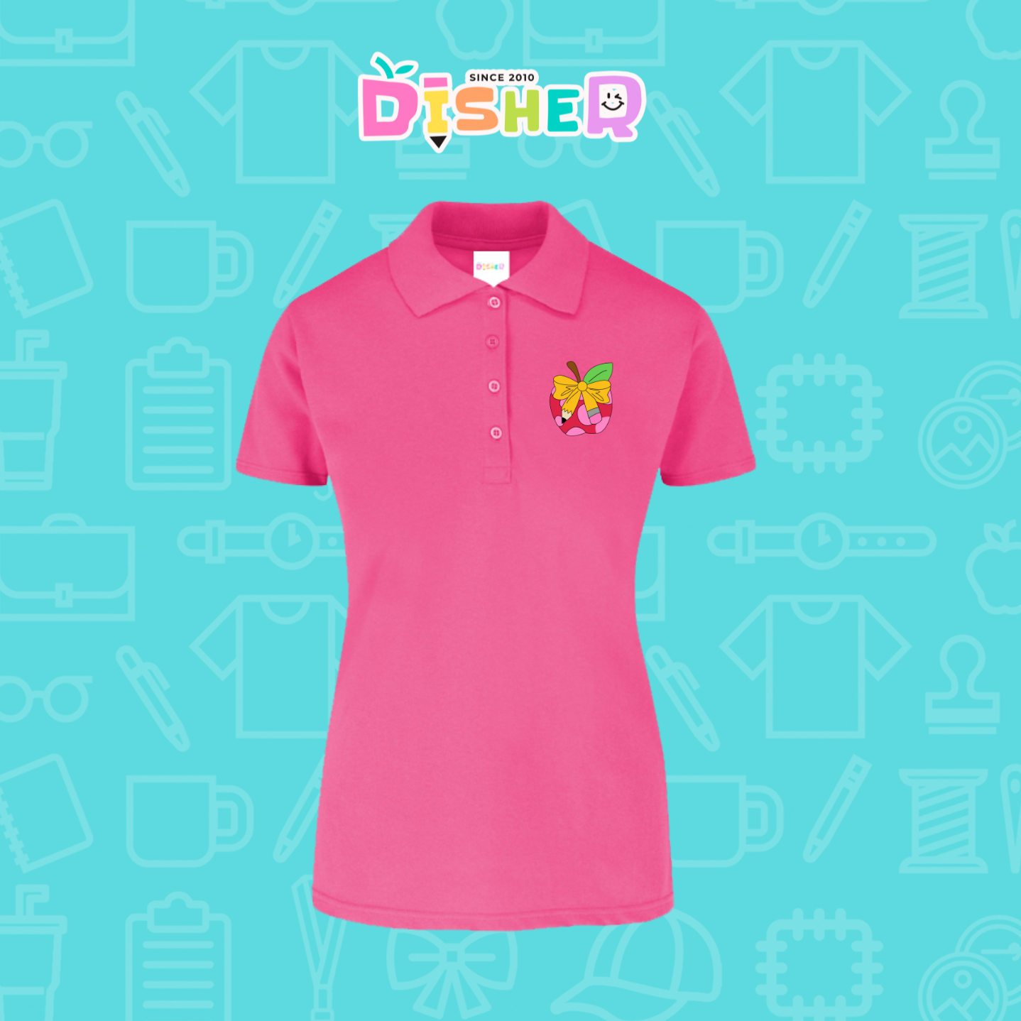 PBY-D-0012: Polo Bordada 50/50 Dama I Manzana moño