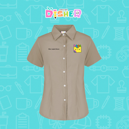 CBGC-D-016: Camisa Bordada Gabardina Manga Corta Dama  I Cajita crayola