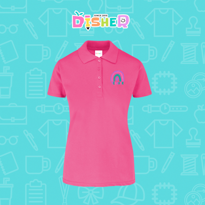 PBY-D-0086: Polo Bordada 50/50 Dama I Teacher rainbow